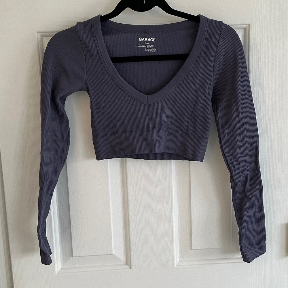 Garage Women's Deep Blue/Purple V-Neck Crop Top